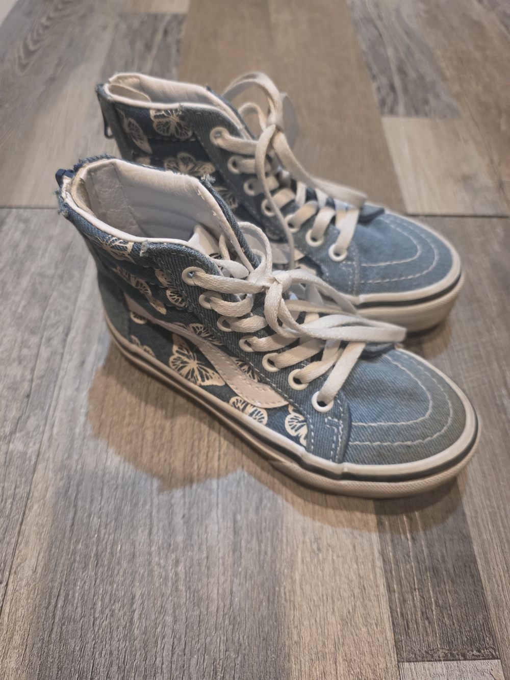 Vans Kids High-Top Denim Sneakers in Light Blue with White Accents